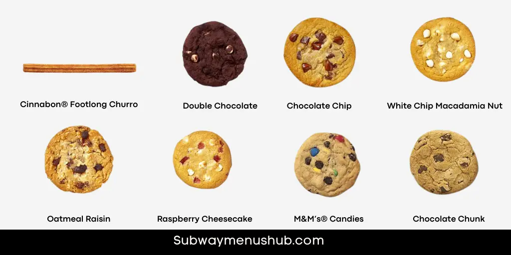 Subway Dessert menu 